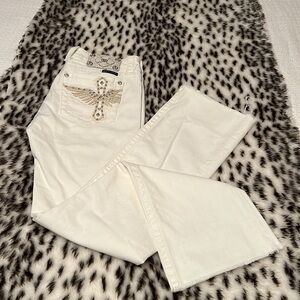 Miss Me White Bootcut Low Rise Raw Hem Jeans size 29